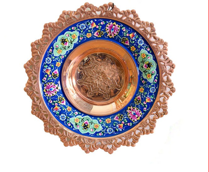 بشقاب مسی میناکاری