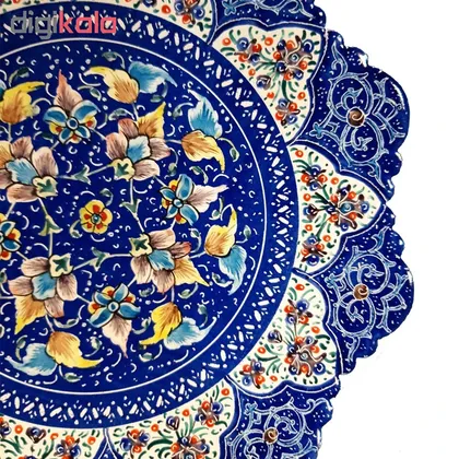 بشقاب میناکاری لاجوردی نقش شاه‌عباسی - تصویر 2